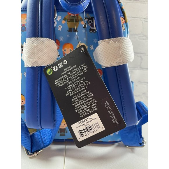 Loungefly Disney Frozen Chibi Mini Backpack Elsa Anna Olaf Blue Bag NEW - Picture 8 of 12